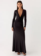 Palm Haze Maxi Dress - Black