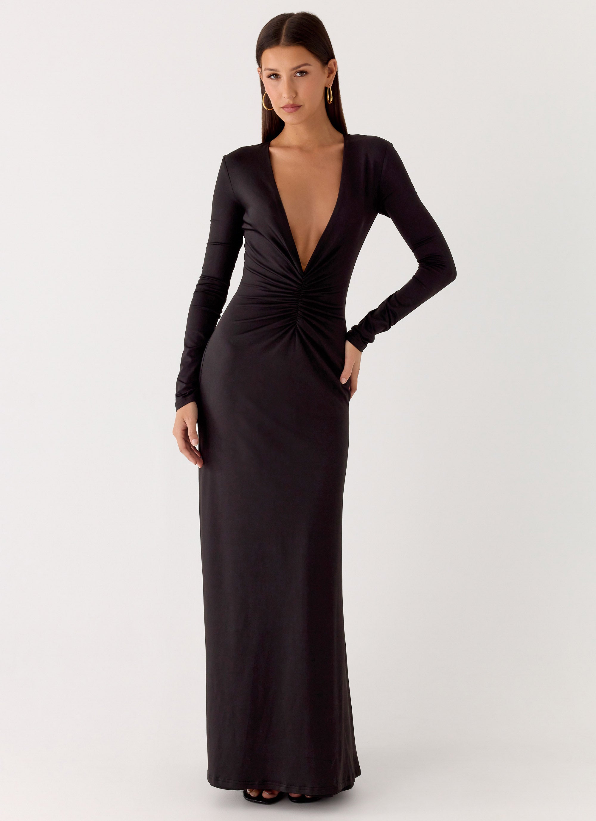 Palm Haze Maxi Dress - Black