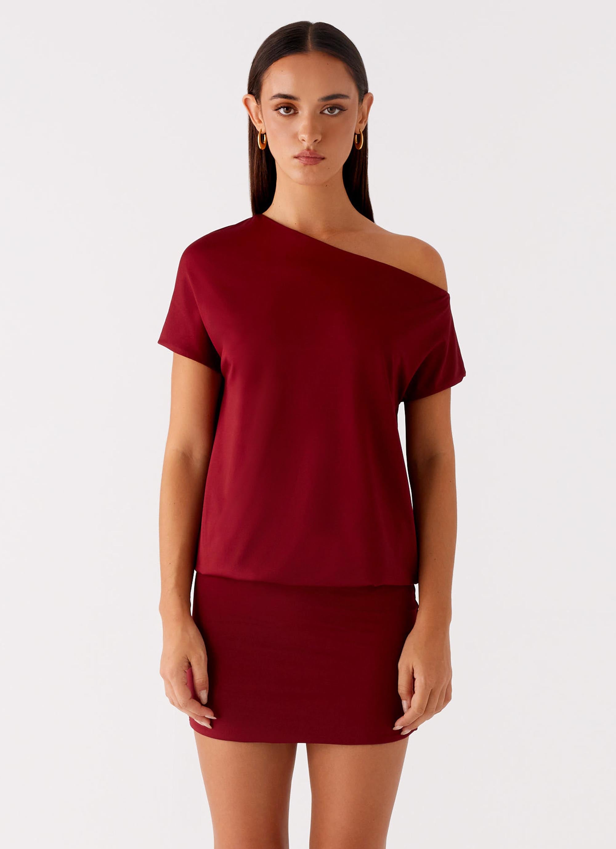 Paulie Mini Dress - Maroon