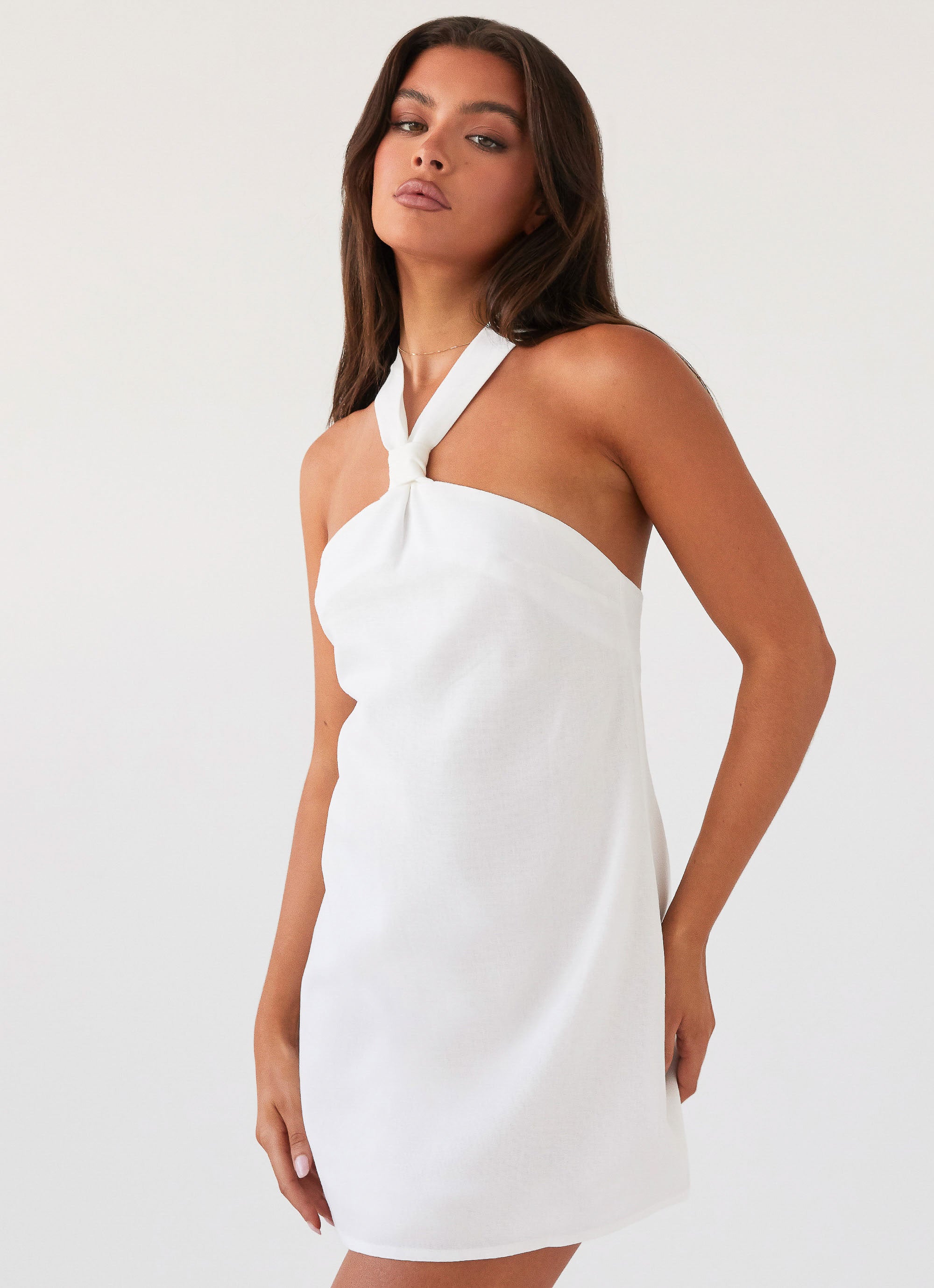 Keira Linen Micro Mini Dress - White