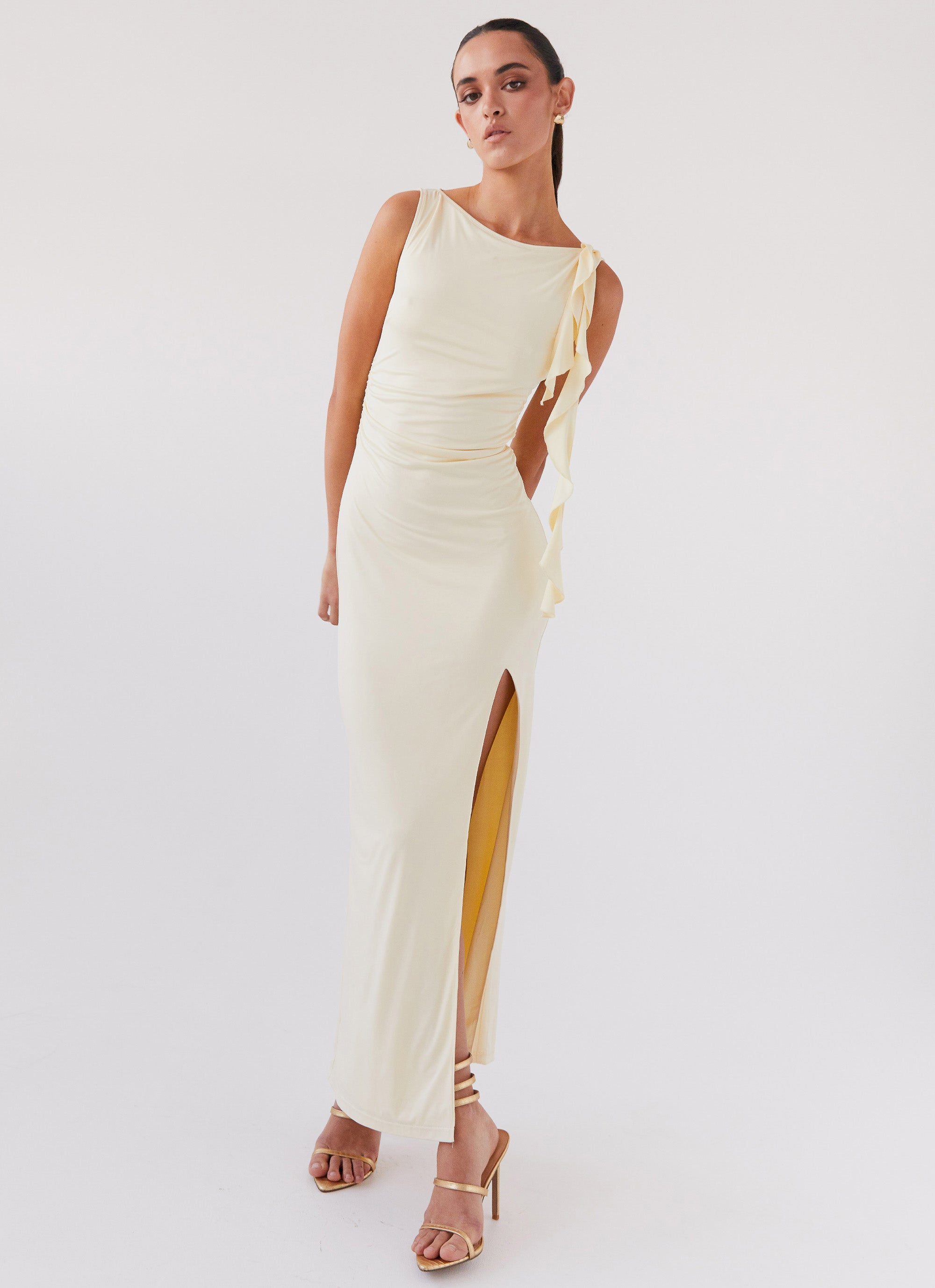 Stay With Me Frill Maxi Dress - Buttercream