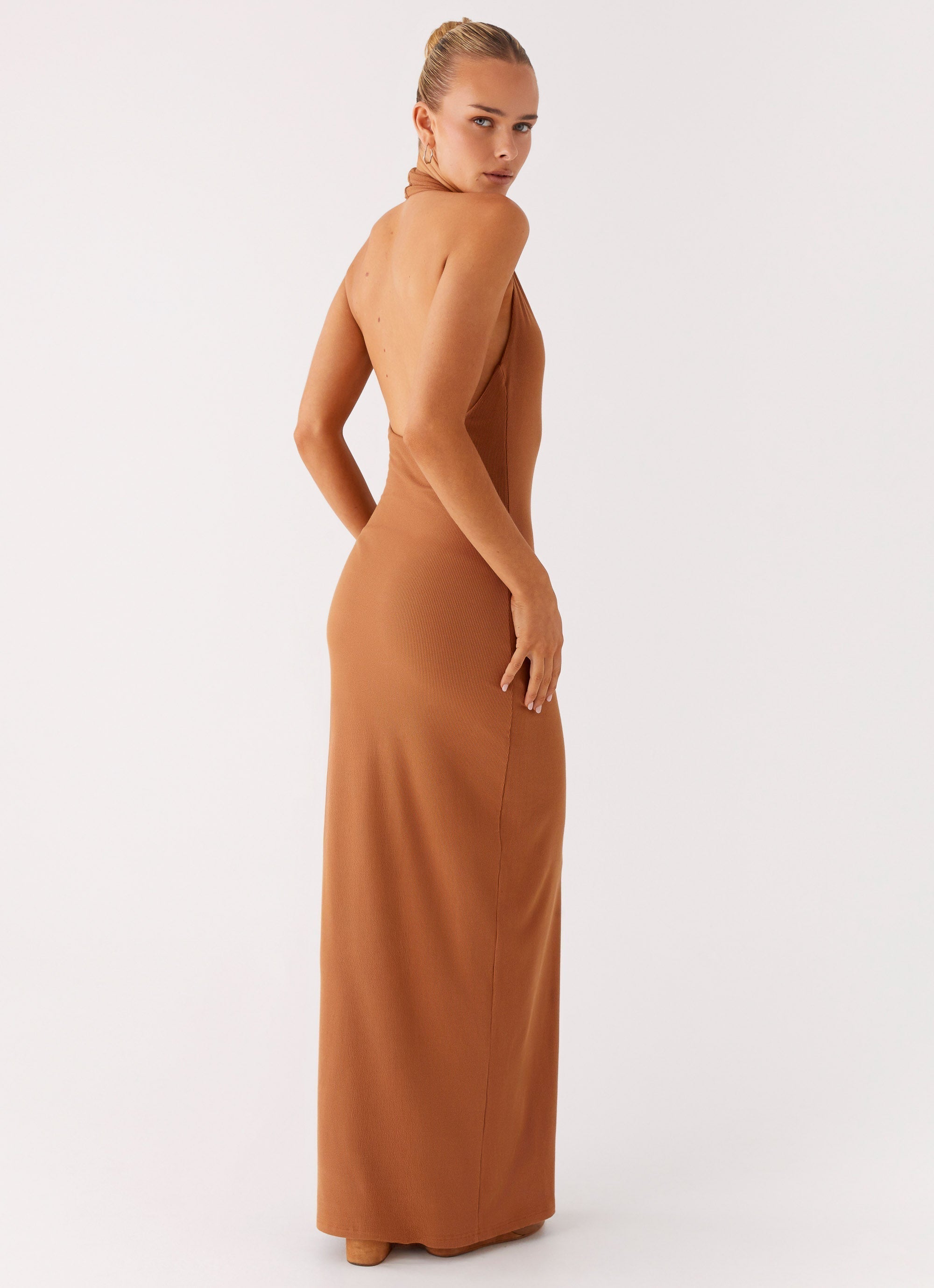 Plunge For You Maxi Dress - Tan