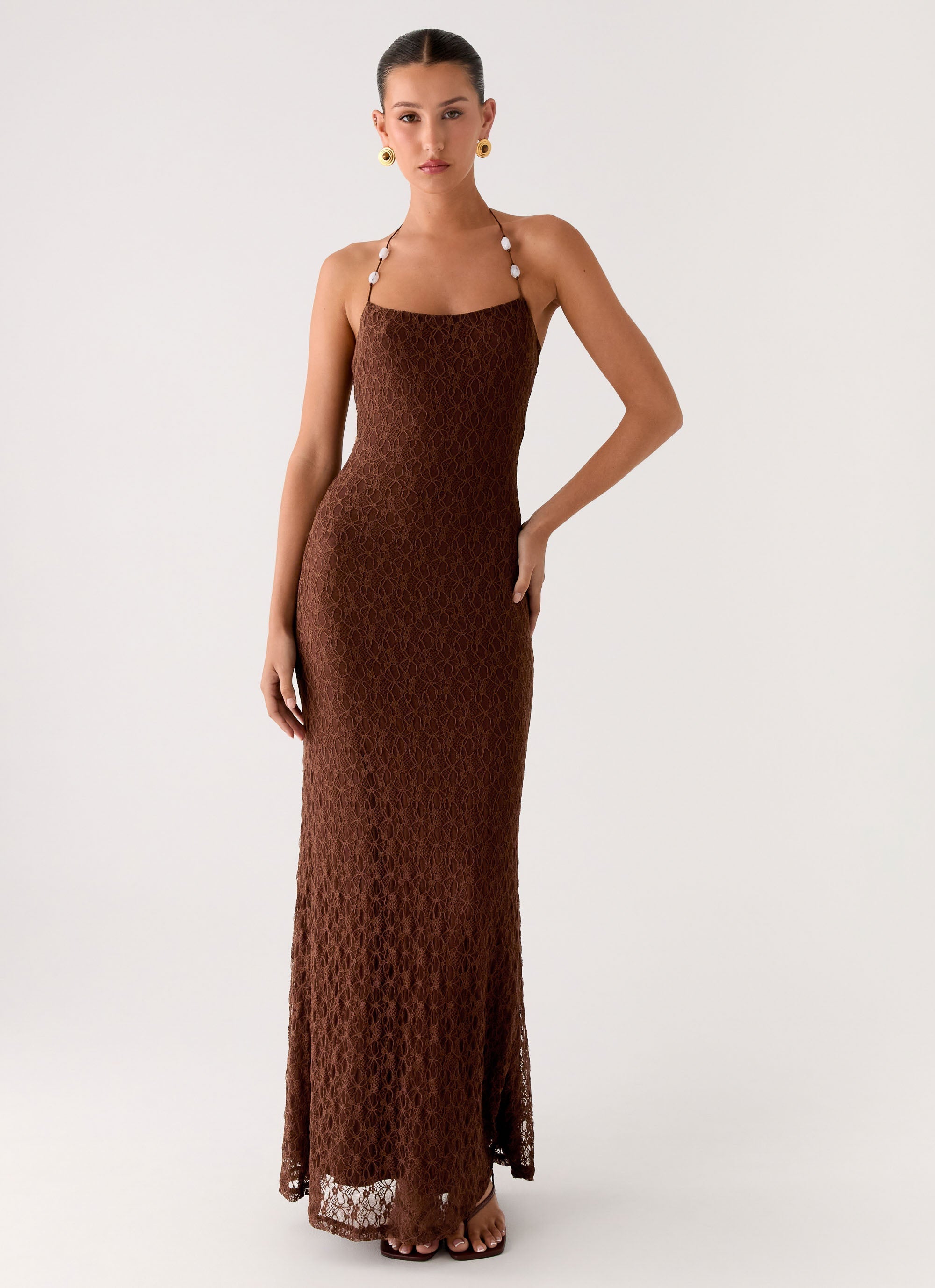 Promise Me Lace Maxi Dress - Chocolate