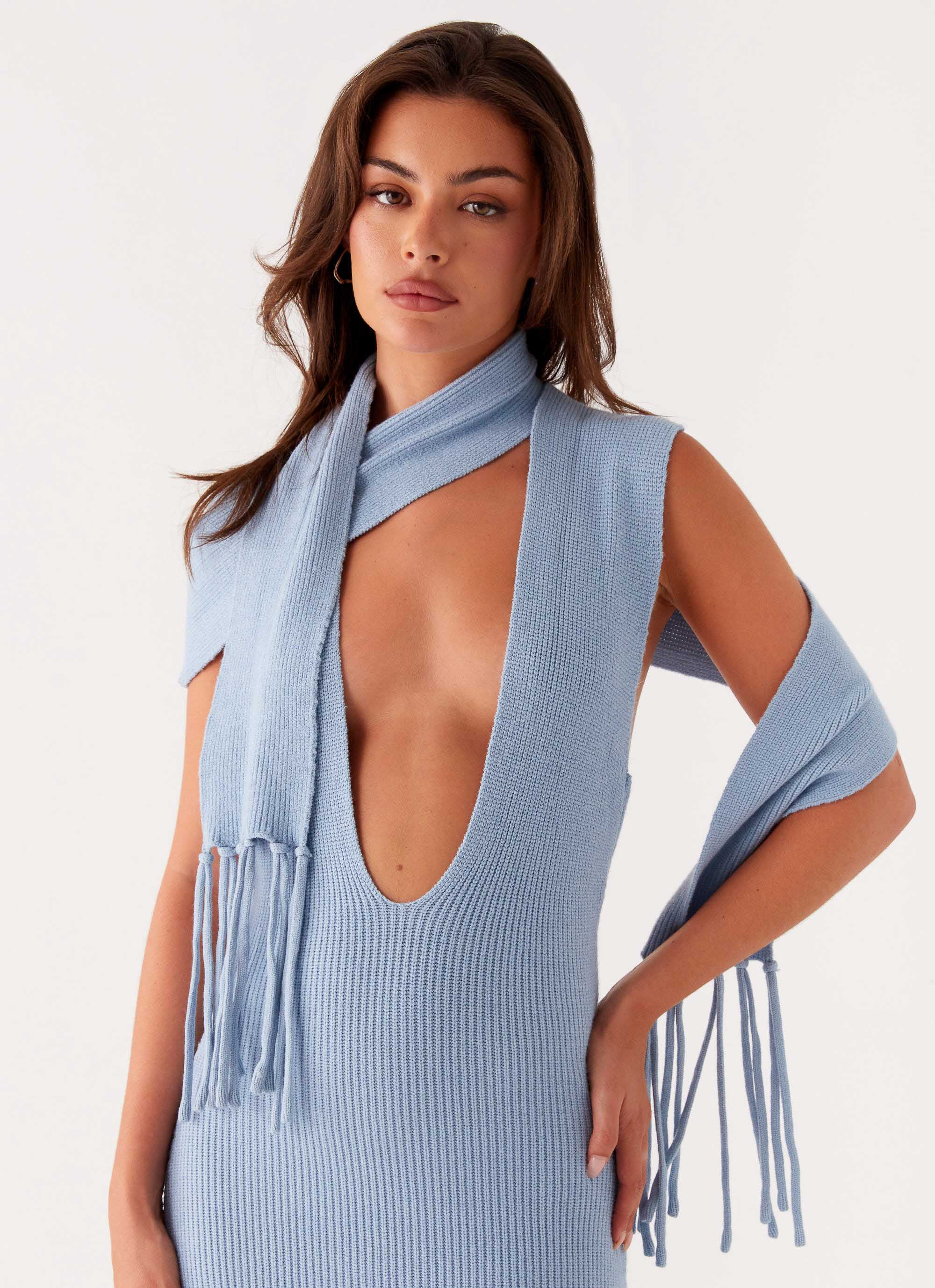 Raine Knit Maxi Dress - Blue