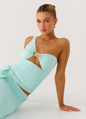 Ravi One Shoulder Top - Aqua