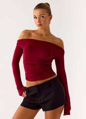 Reva Long Sleeve Top - Maroon