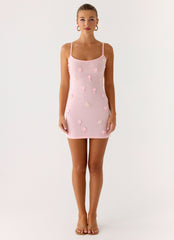 Roa Embellished Knit Mini Dress - Pink