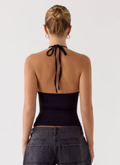 Roll Out Halter Top - Black