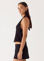 Rushing Around Halter Top - Black
