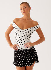 Rylie Top - White Polka Dot
