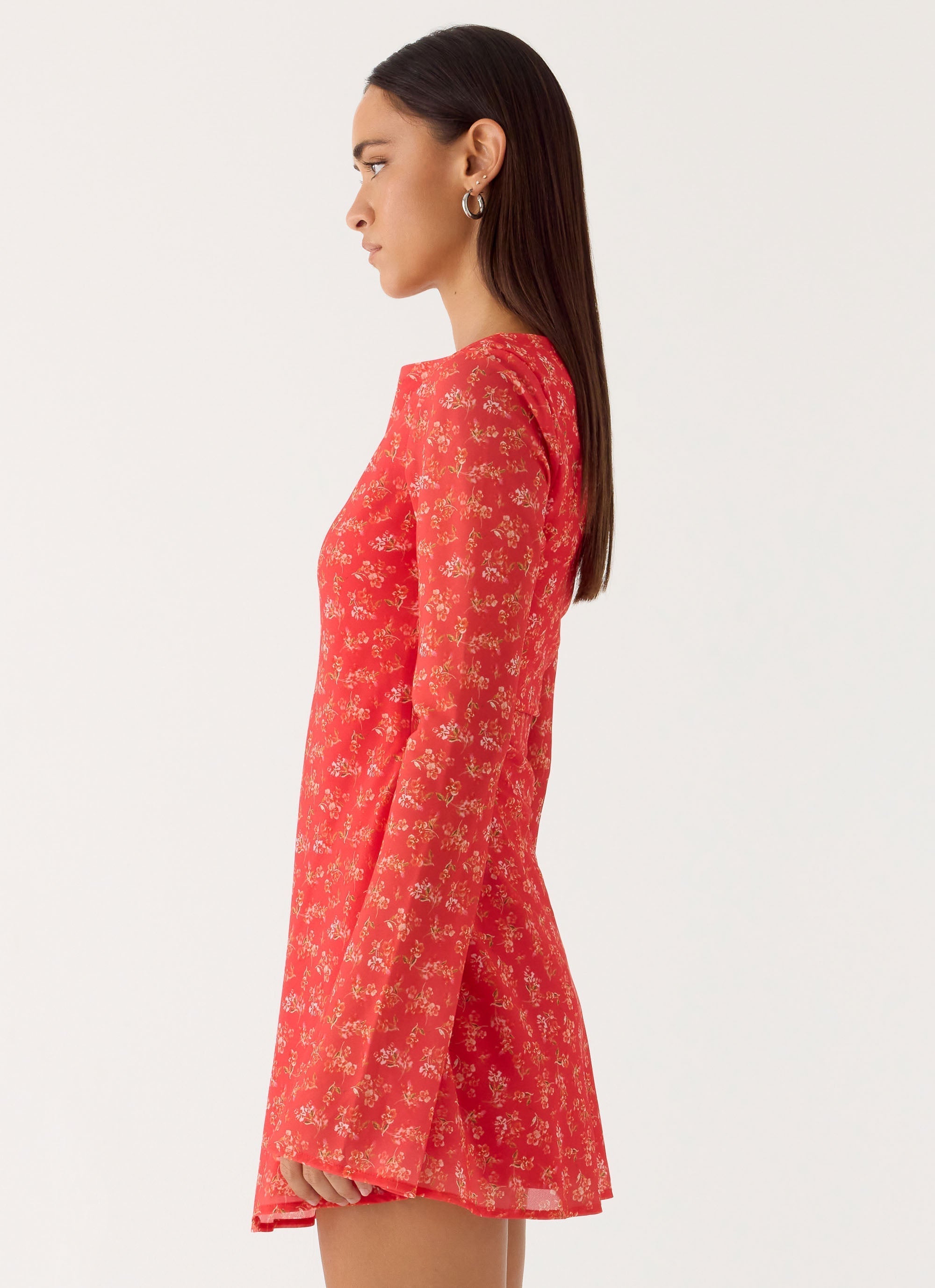 Sabella Mini Dress - Magenta Red Rose