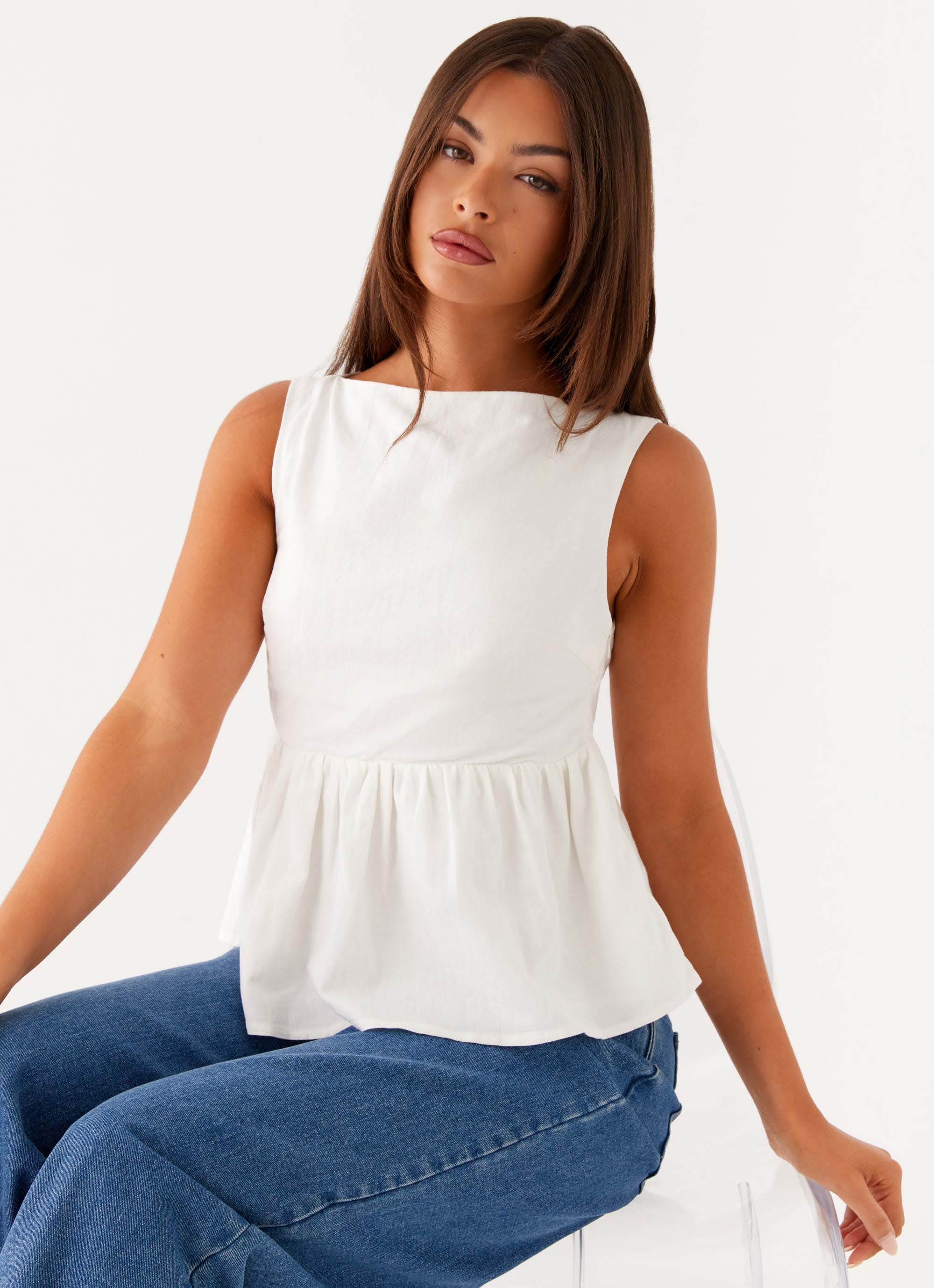 Sallie Linen Top - White