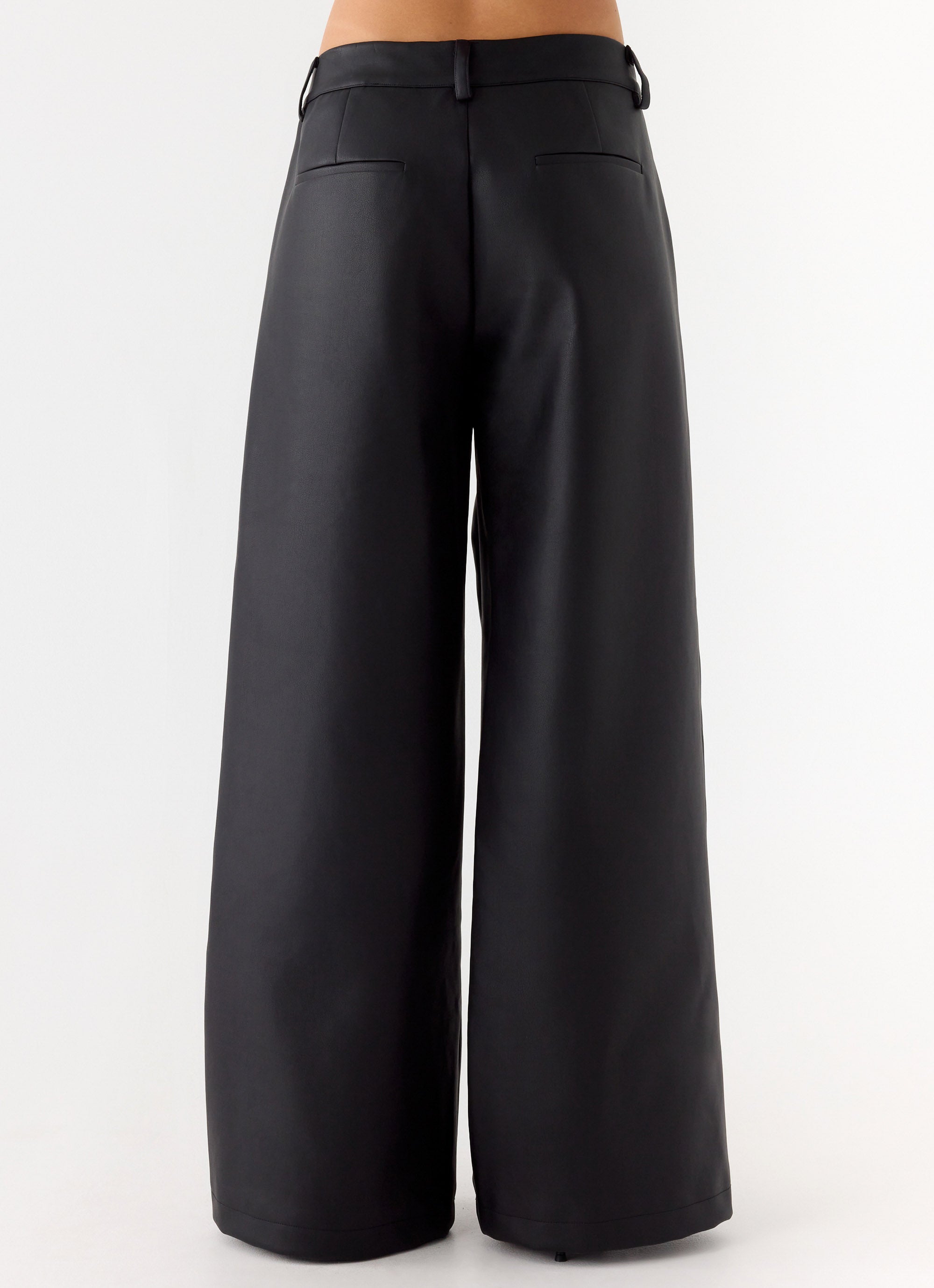 Samuel Low Rise Faux Leather Pants - Black