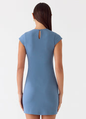 Sending Postcards Mini Dress - Coastal Blue