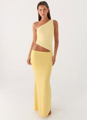 Seranella One Shoulder Maxi Dress - Lemon