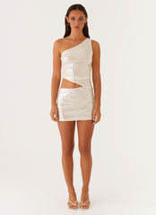 Seranella One Shoulder Mini Dress - Ivory