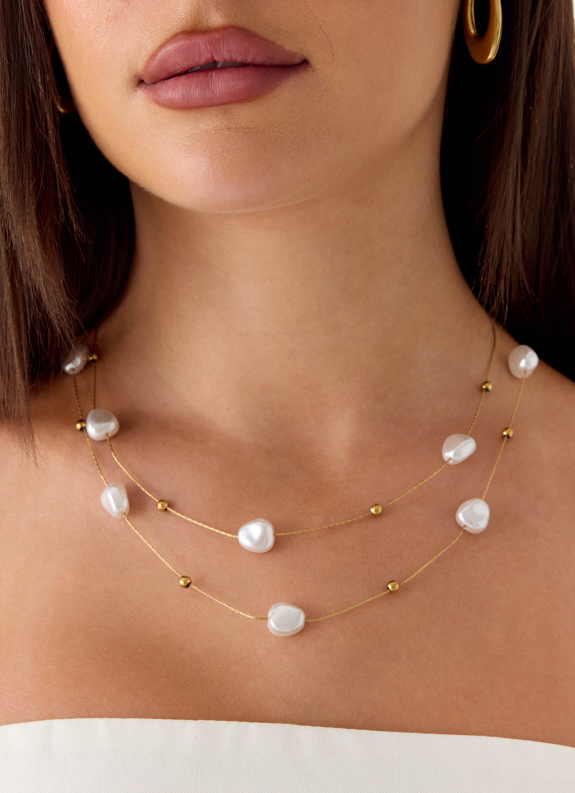 Serena Pearl Necklace - Pearl/Gold