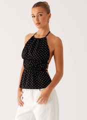 Sergio Halter Top - Black Polka Dot