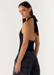 Set The Scene Halter Bodysuit - Black