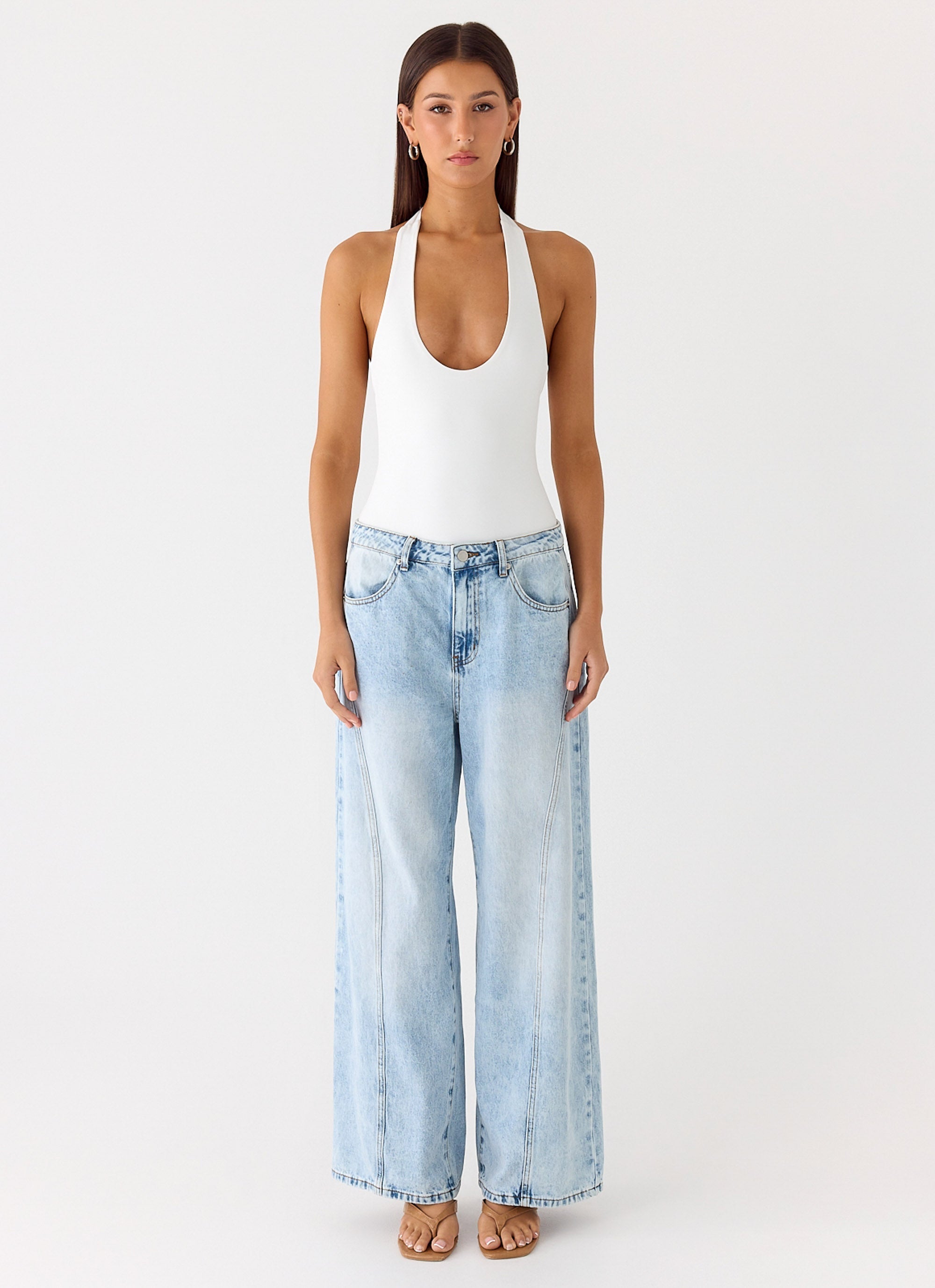 Set The Scene Halter Bodysuit - White