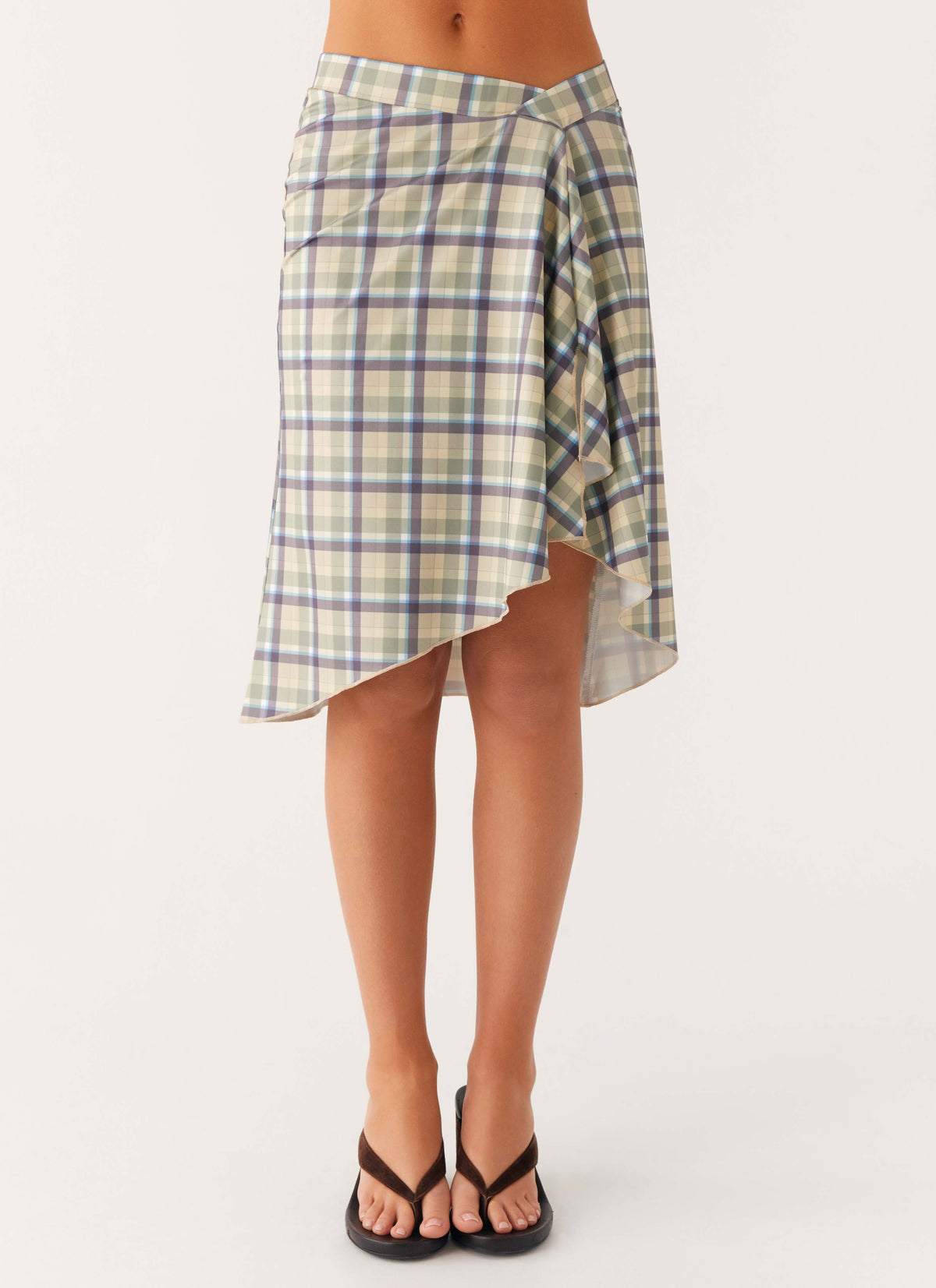 Shes A Lady Midi Skirt - Cedar Check