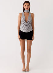 Shining Lights Cowl Top - Silver