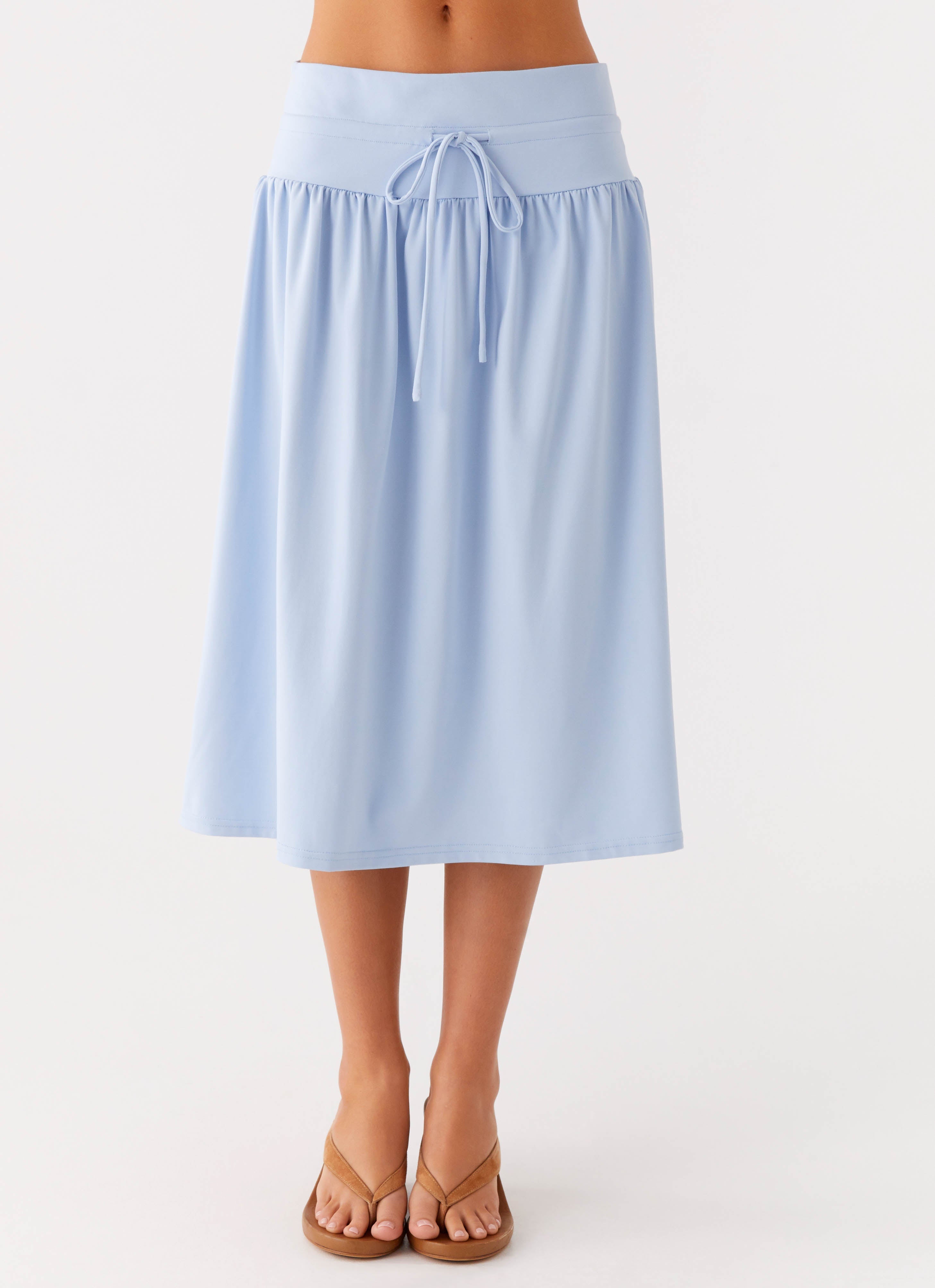 Silver Tides Midi Skirt - Blue