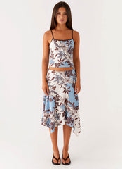Skye Midi Skirt - Bluewood Blossom
