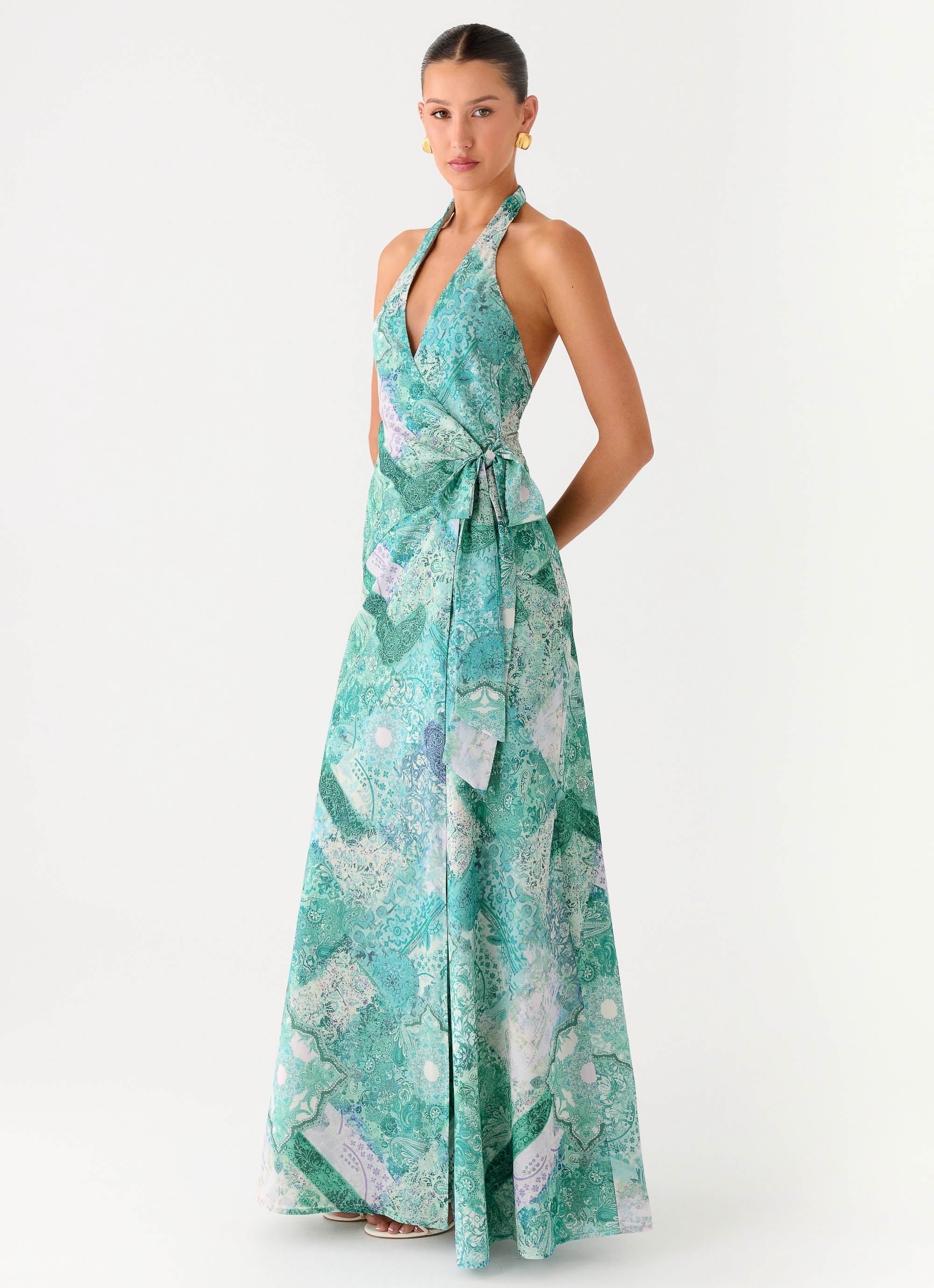 So Chic Maxi Dress - Green Paisley