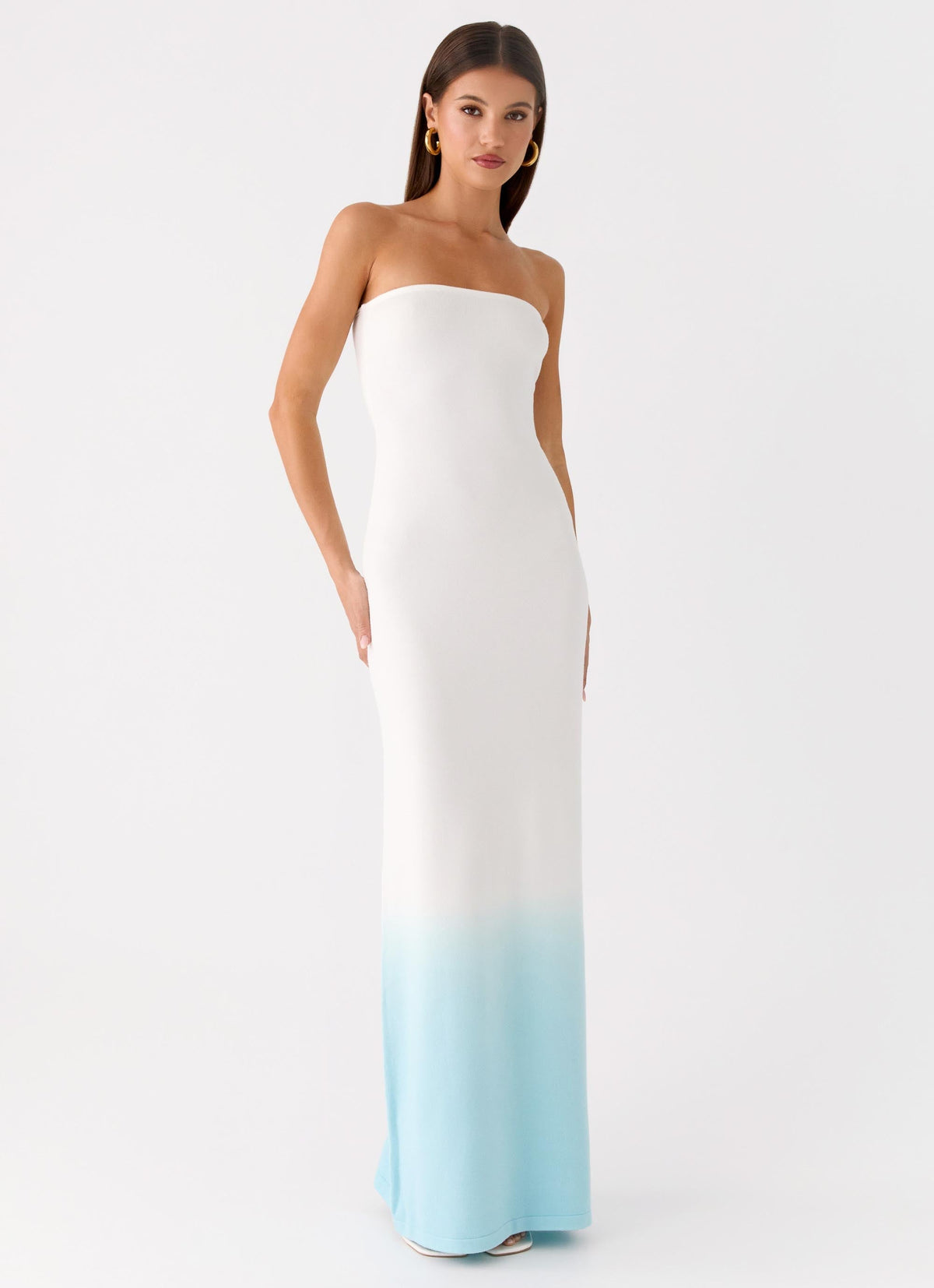 Soft Spoken Knit Maxi Dress - Blue Ombre