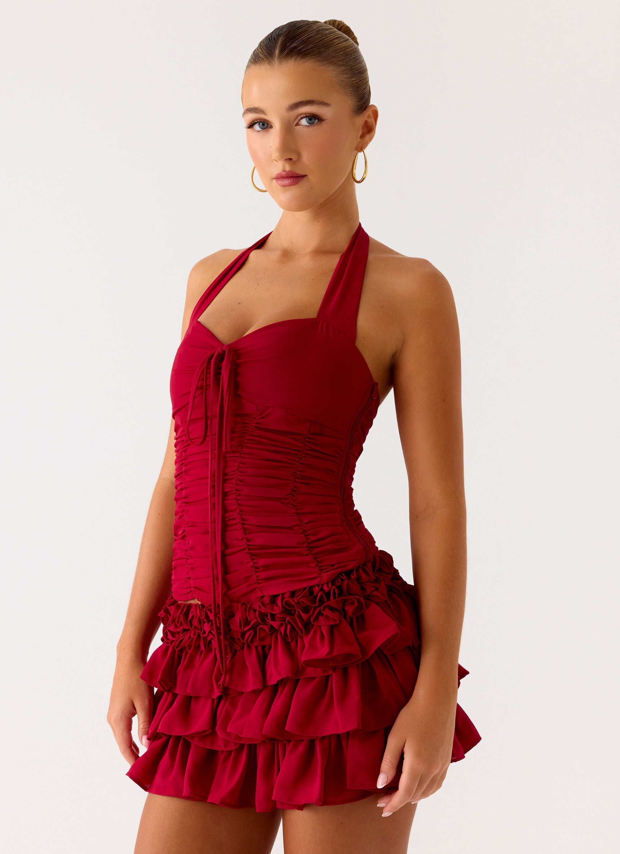 Someone Else Mini Skort - Dark Cherry