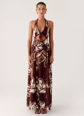 Sonnet Maxi Dress - Espresso Meadow