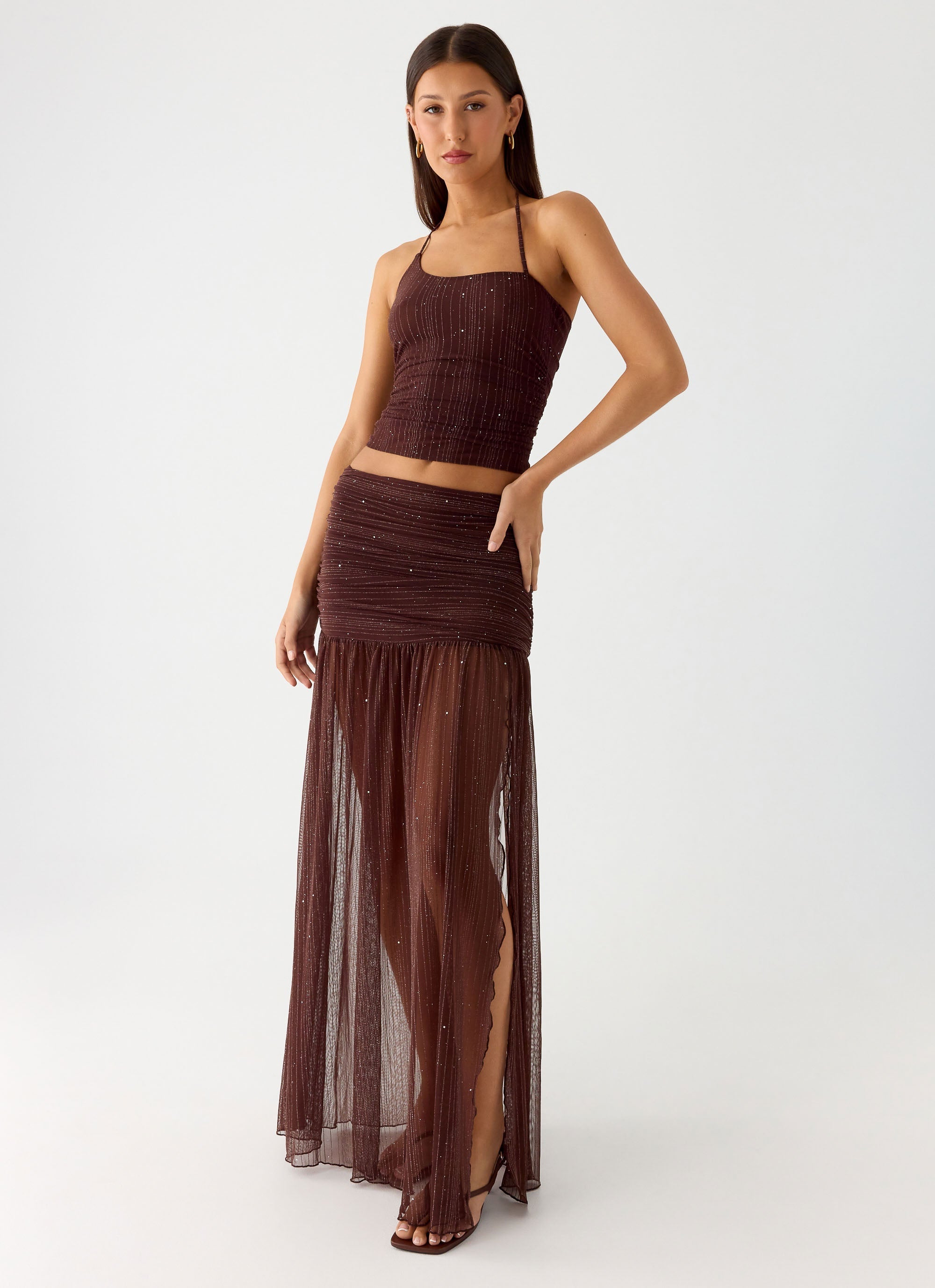 Sparkling Night Maxi Skirt - Chocolate