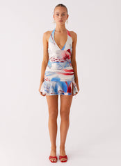 Starlit Night Mini Dress - Deep Sea Bloom