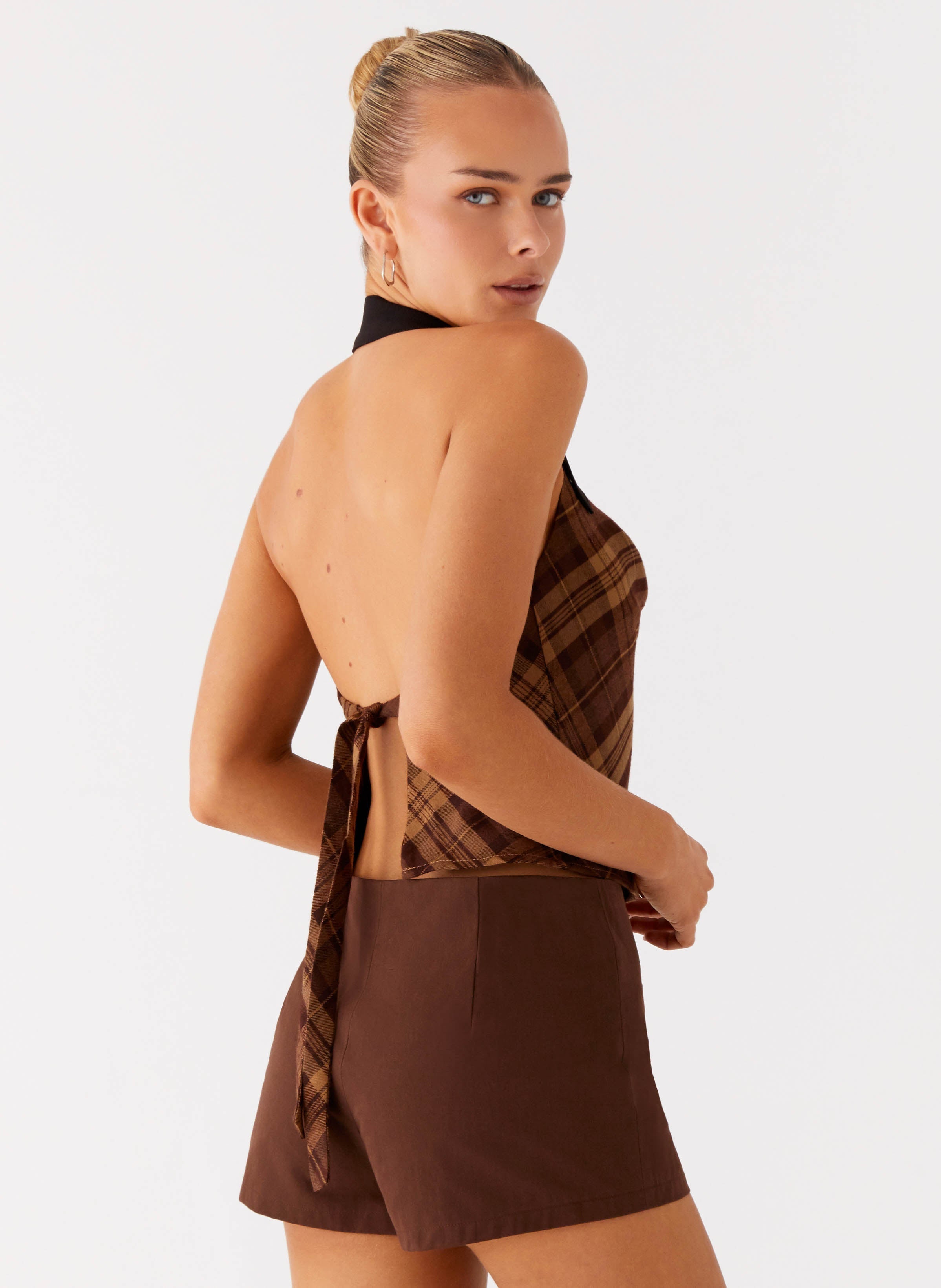 Stateside Cowl Top - Plaid