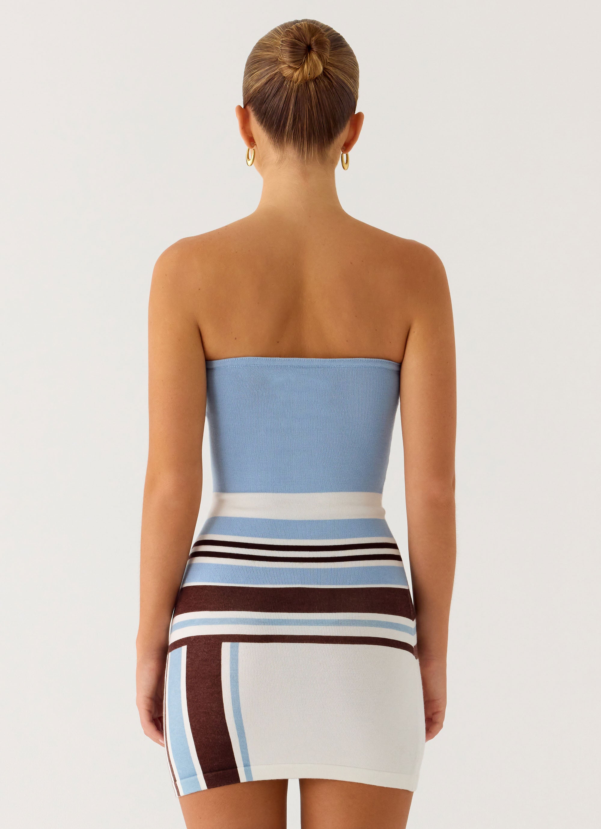 Straight Lines Mini Dress - Blue Stripe