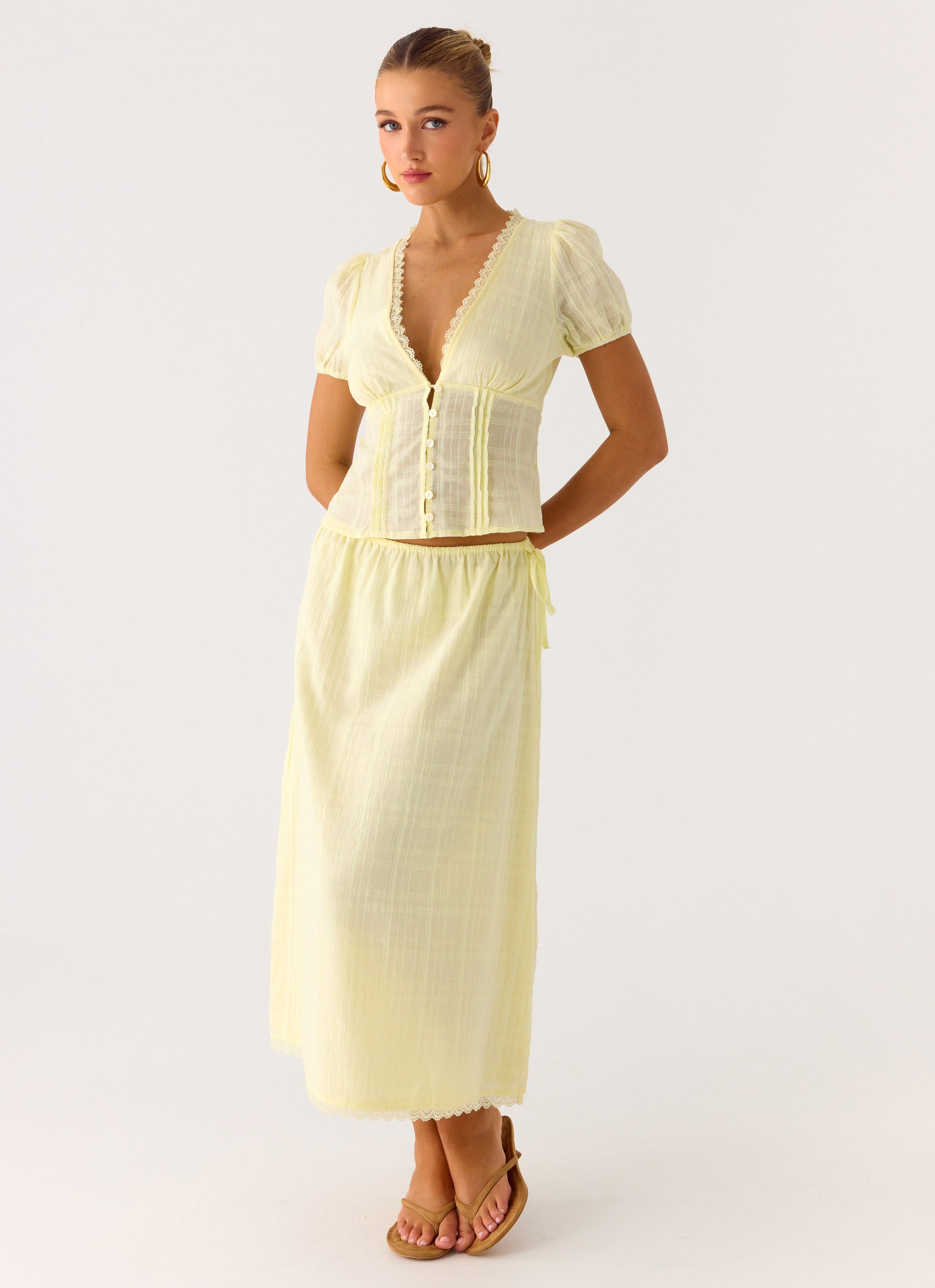 Sweet Lullaby Button Up Shirt - Lemon Yellow