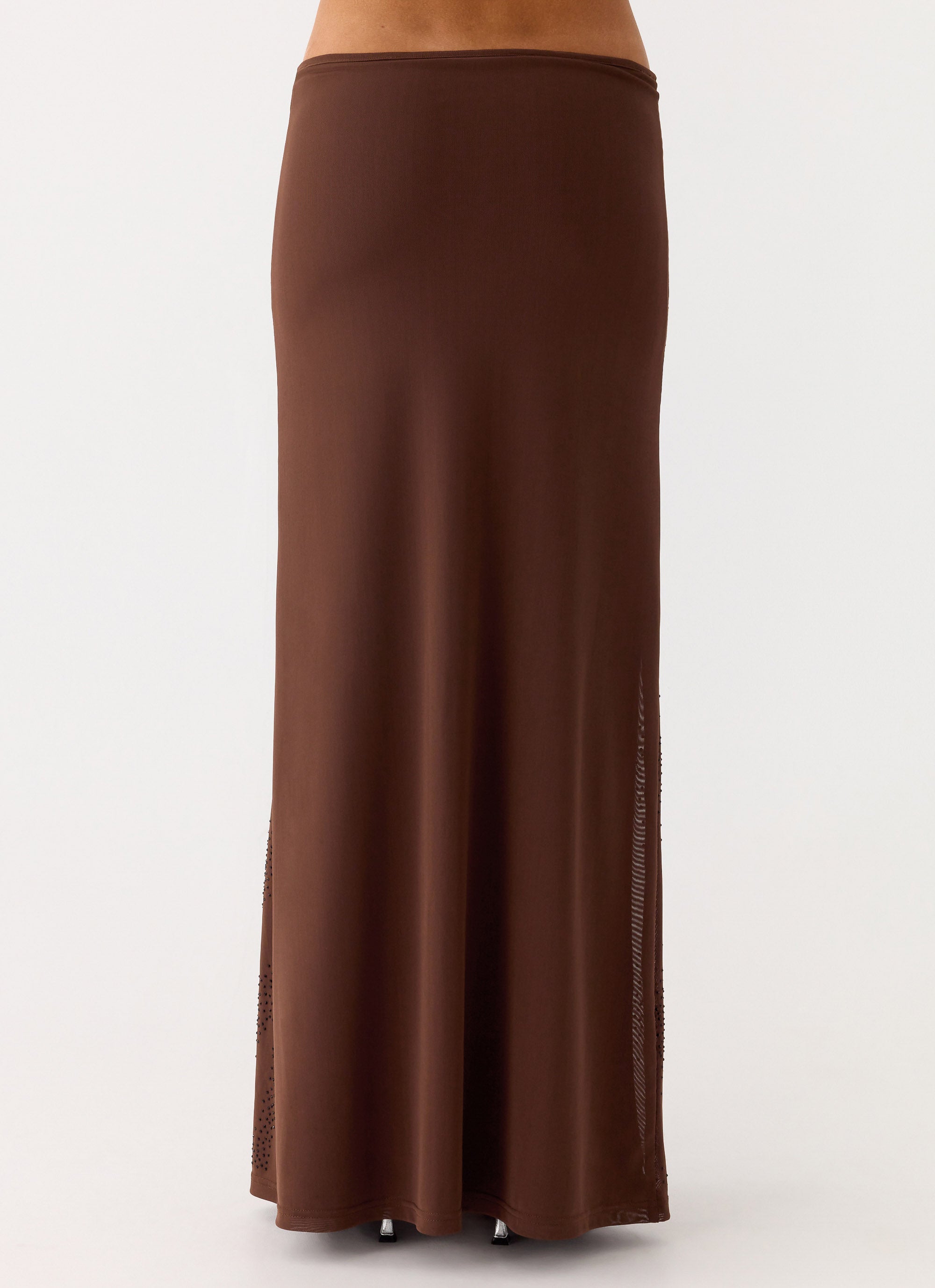 Sweet Sky Beaded Maxi Skirt - Chocolate