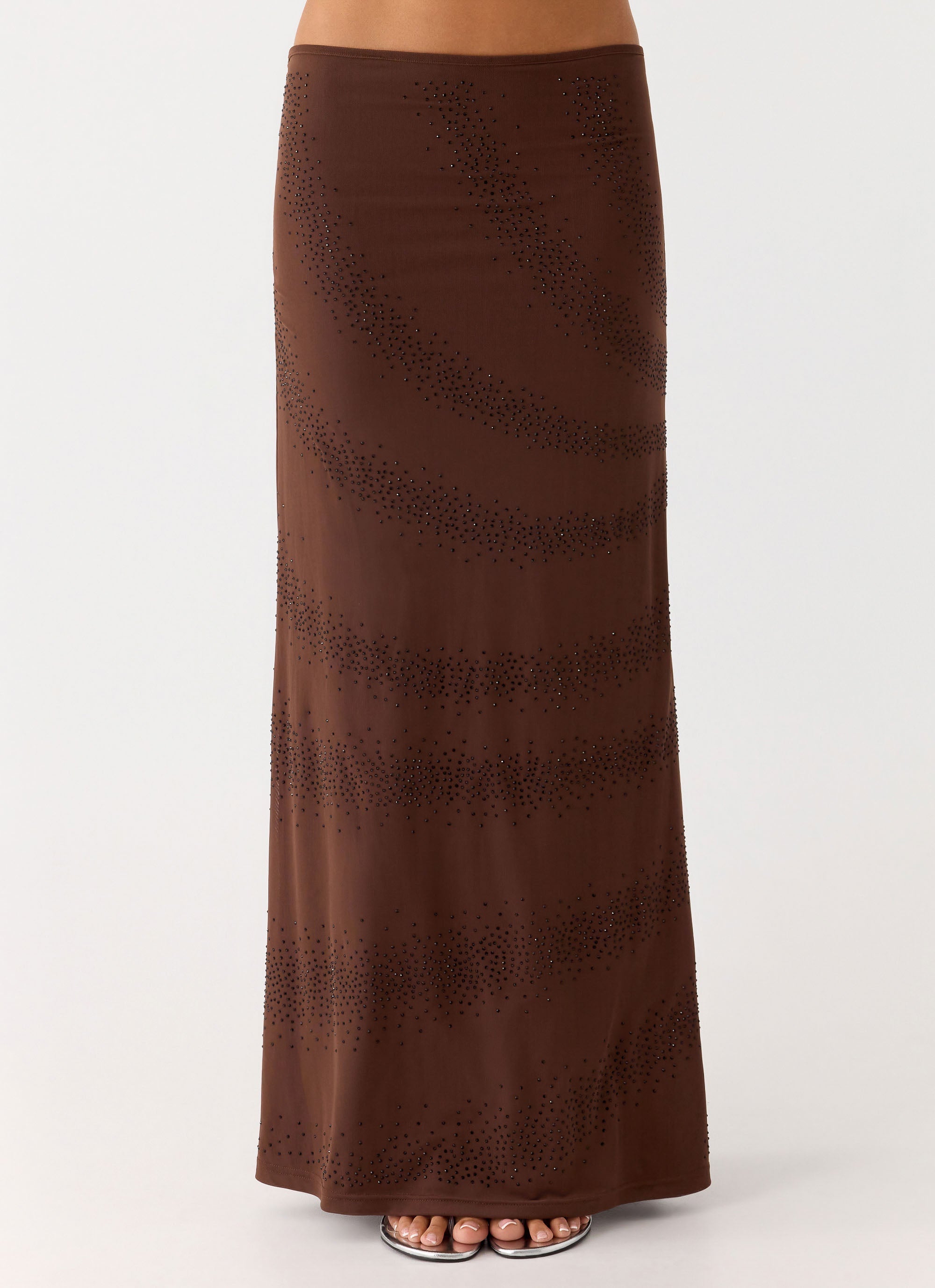 Sweet Sky Beaded Maxi Skirt - Chocolate