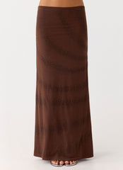 Sweet Sky Beaded Maxi Skirt - Chocolate