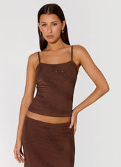Sweet Sky Beaded Top - Chocolate