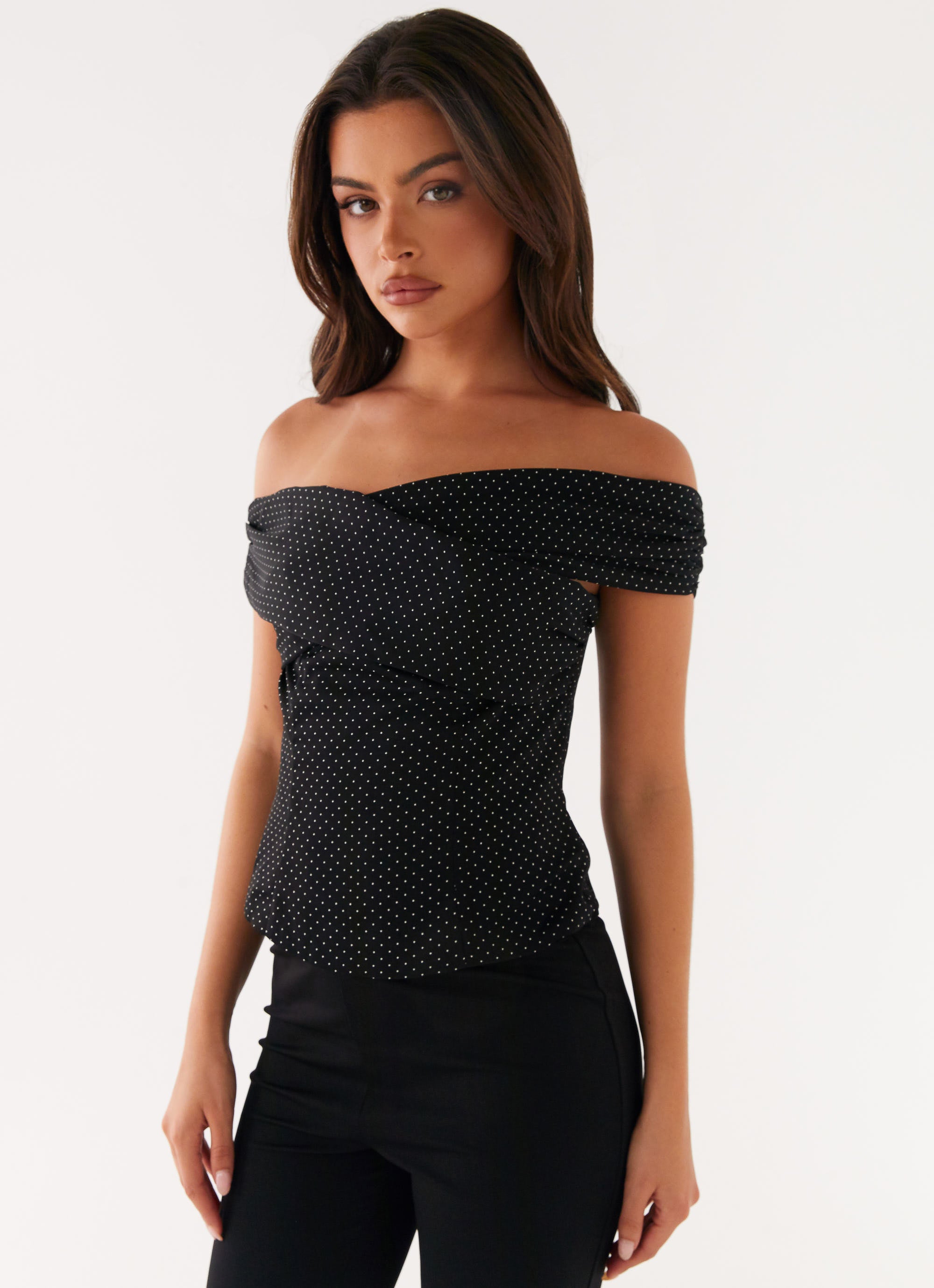 Tamera Top - Black Polka Dot