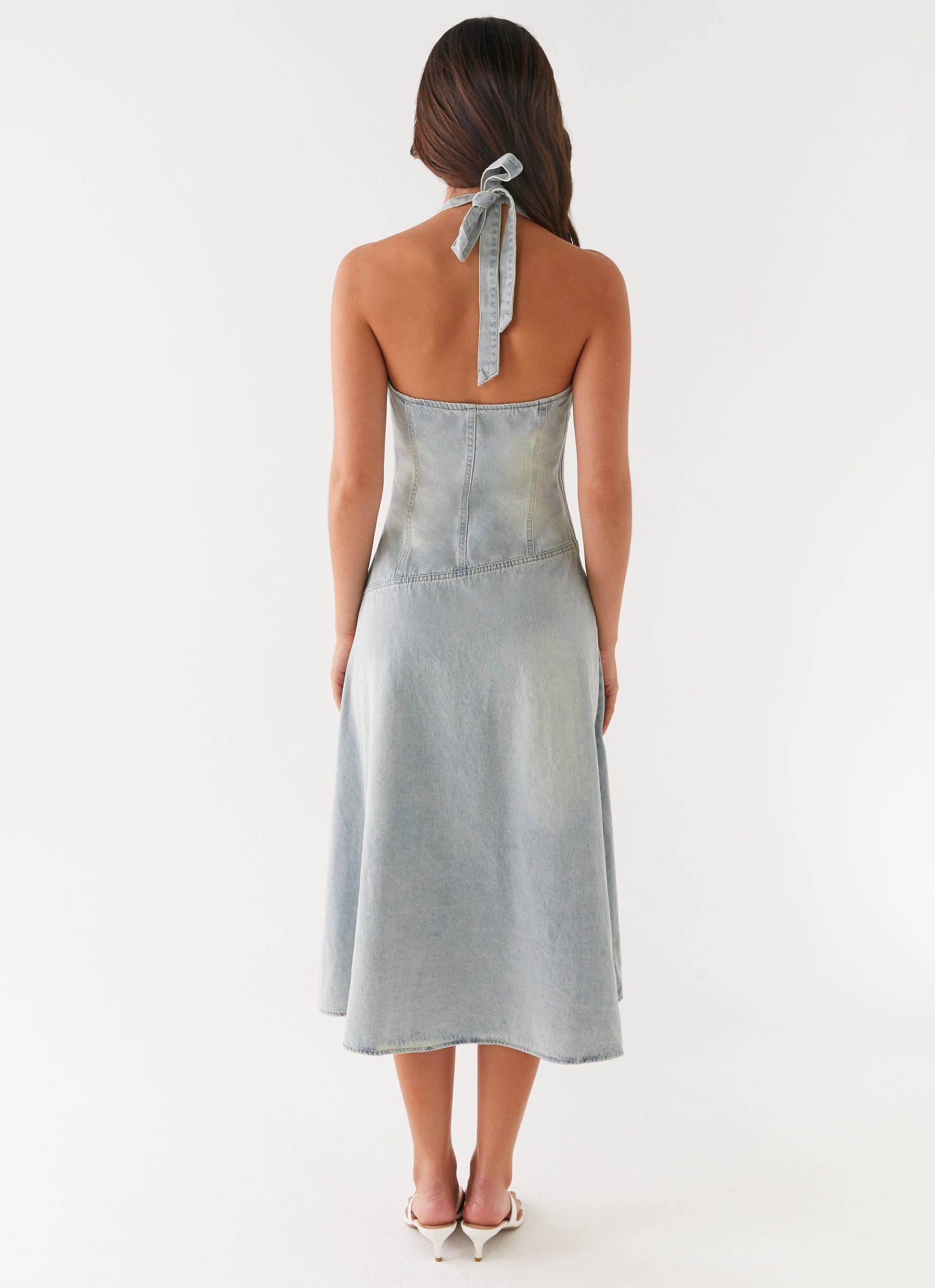 Tanisha Denim Midi Dress - Washed Blue