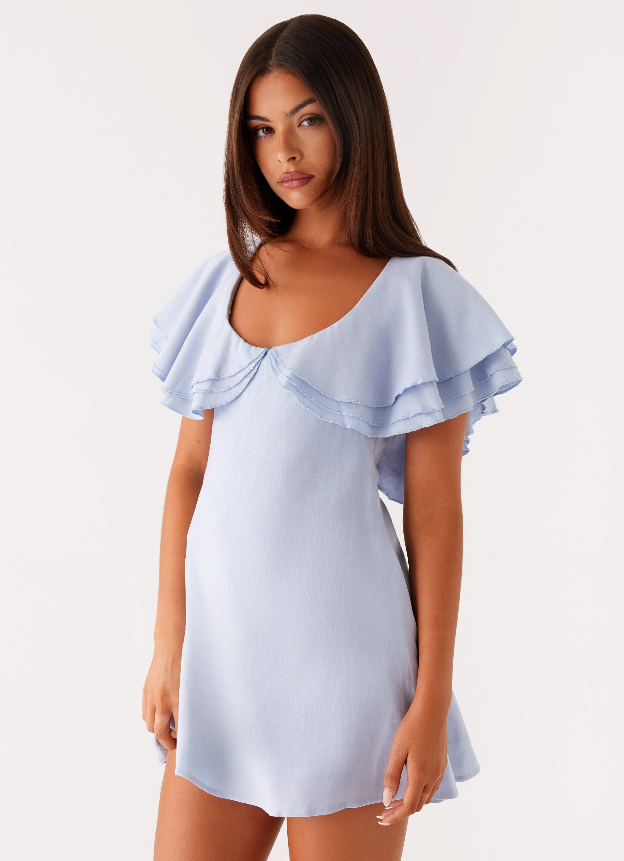 Taye Linen Mini Dress - Blue