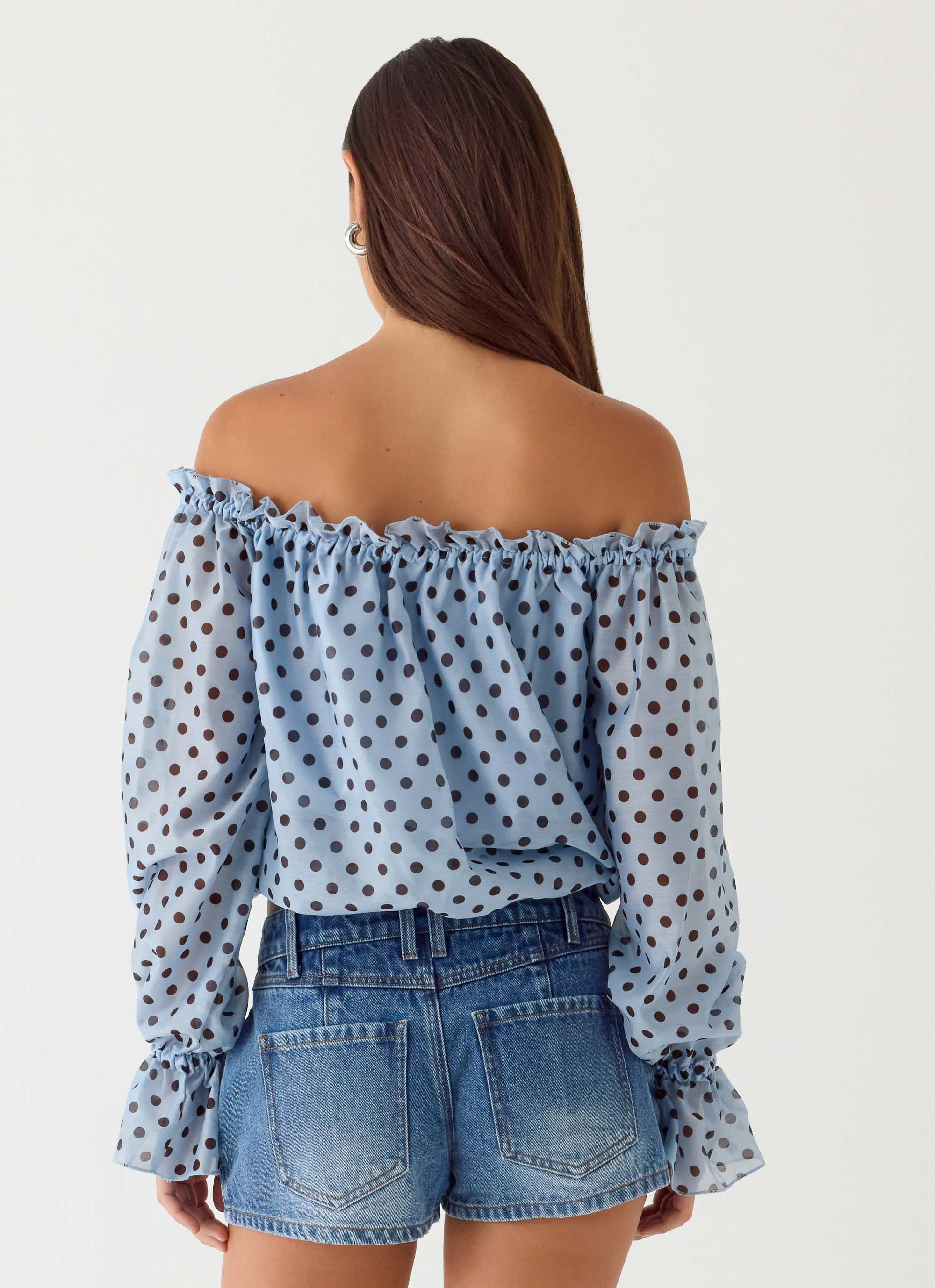 Tedara Top - Blue Mocha Dot