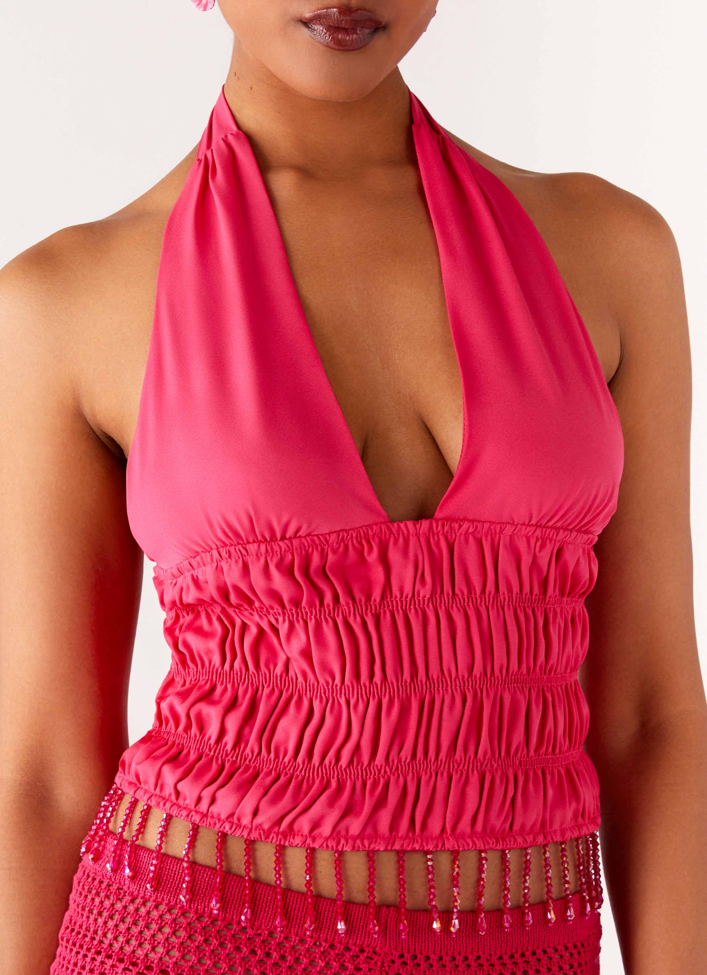 Teuila Beaded Top - Fuchsia