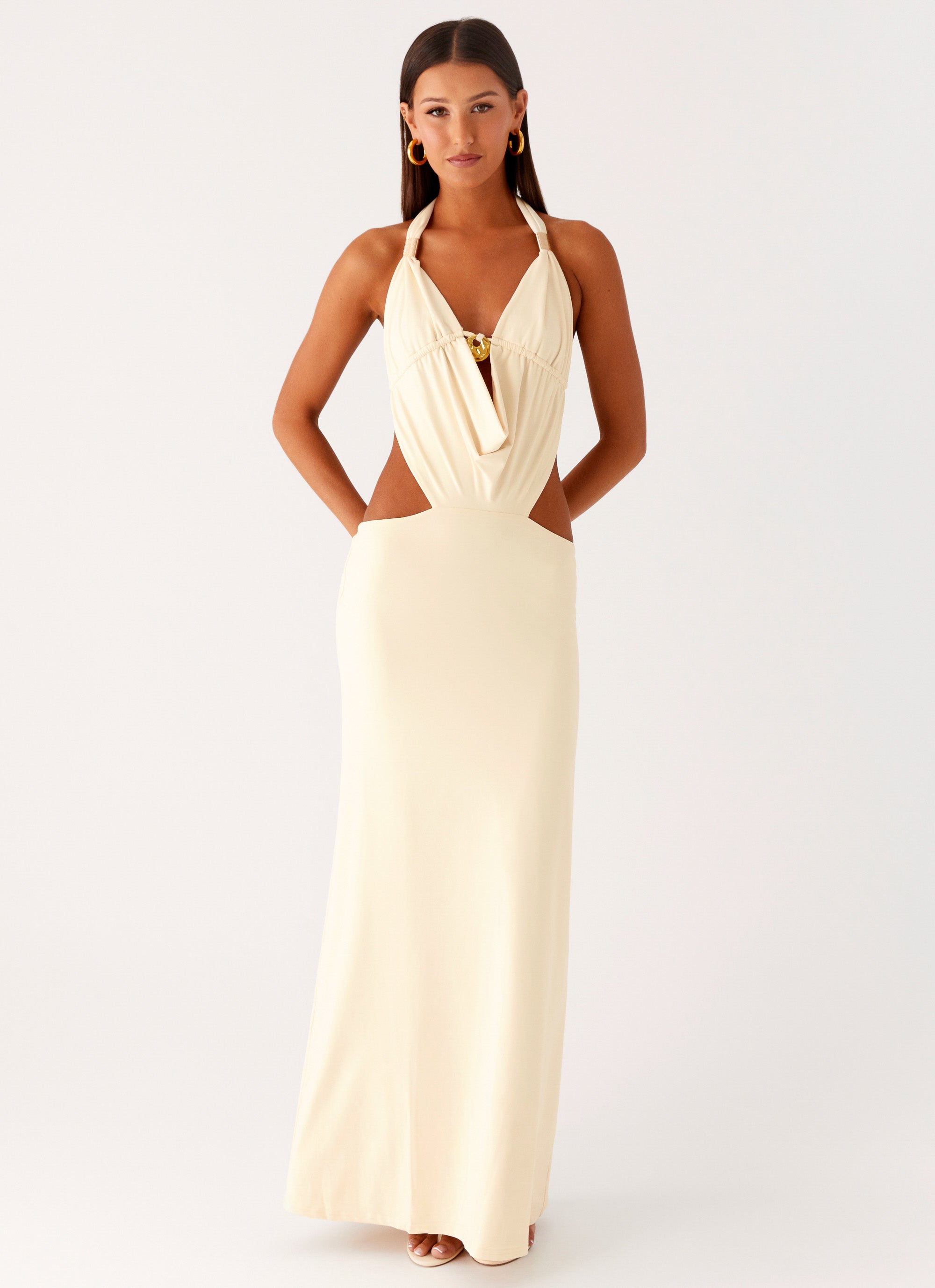 Torina Halter Maxi Dress - Lemon