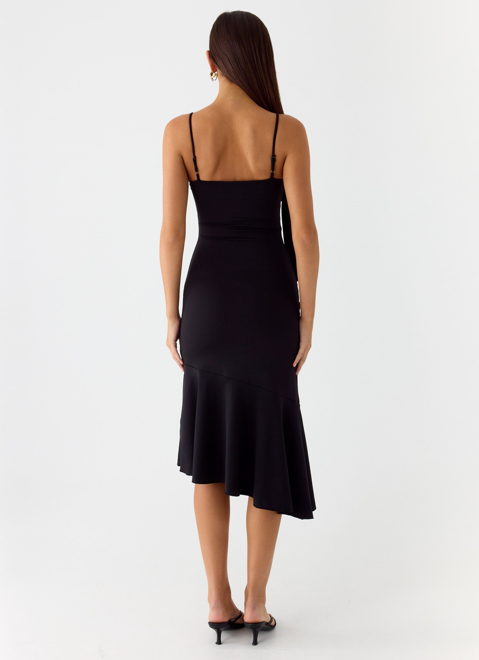 Tranquility Asymmetric Midi Dress - Black