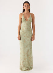 Ultra Quiet Halter Maxi Dress - Wispy Fern