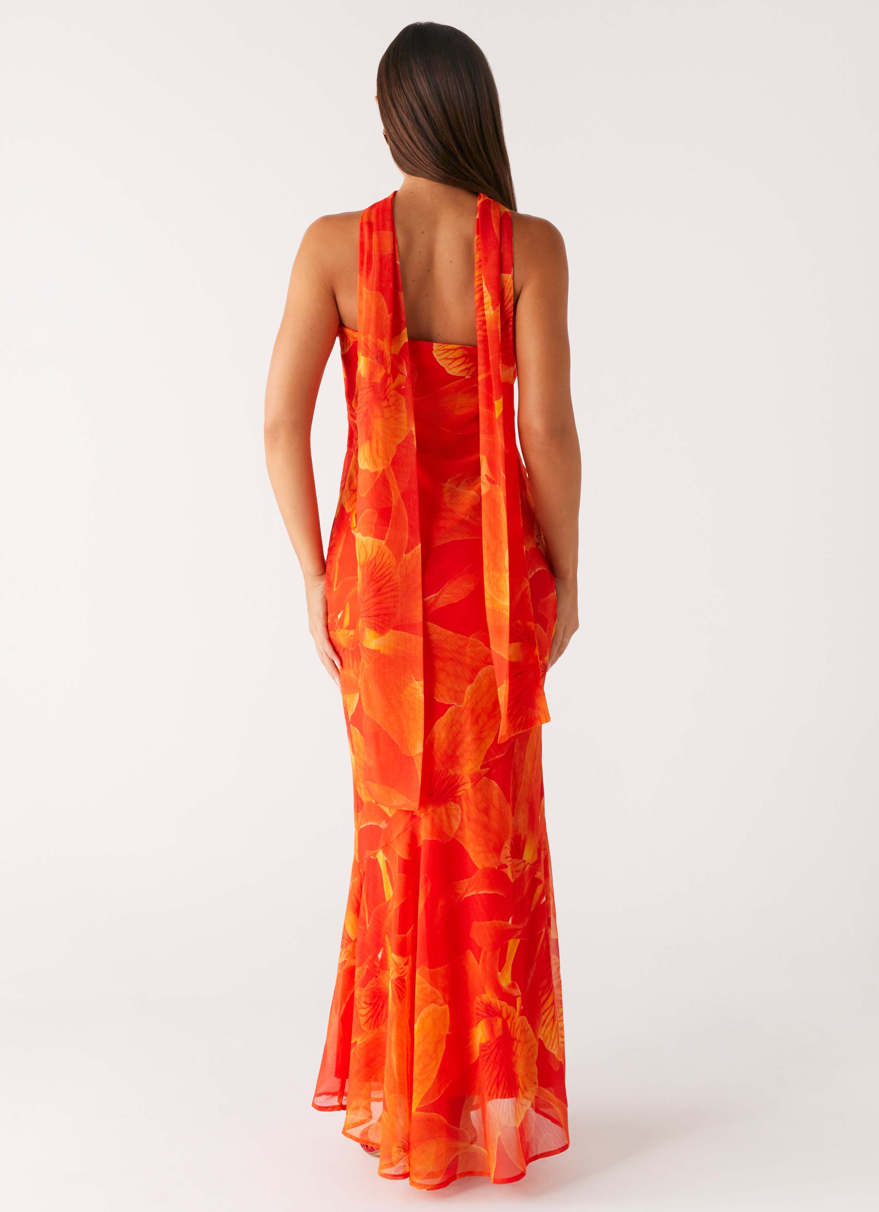 Under The Pagoda Maxi Dress - Orange Floral